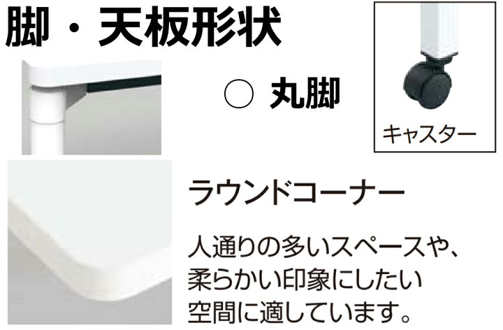 楽天市場】コクヨ JUTO 4本脚タイプ 天板角形 ラウンドコーナー 丸脚 