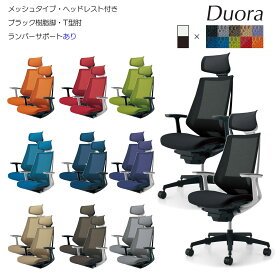 コクヨ　オフィスチェア　Duora（デュオラ）メッシュタイプ　ヘッドレスト付きタイプ　ブラック樹脂脚　T型肘　ランバーサポートあり　CR-G3025