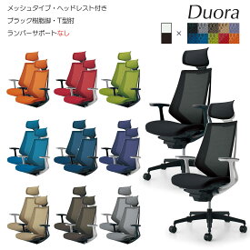 コクヨ　オフィスチェア　Duora（デュオラ）メッシュタイプ　ヘッドレスト付きタイプ　ブラック樹脂脚　T型肘　ランバーサポートなし　CR-G3005