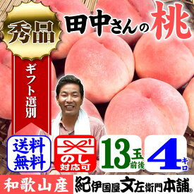 【順次出荷】田中さんちの大きなわかやまの桃（もも） 13玉前後 約4kg 化粧箱入 和歌山県産 田中さんちの桃（白鳳・嶺鳳・白桃・なつっこ）田中さんちの桃 産地直送【送料無料】