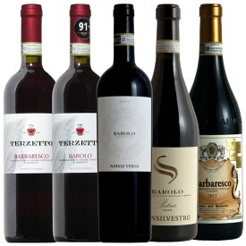 ワインの王バローロ・女王バルバレスコ飲み比べ5本セット 送料無料 赤ワイン ワイン イタリア 赤 ワインセット ギフト 父の日 750ML
