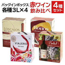 バッグインボックス 赤ワイン 飲み比べ 4箱セット　赤 スペイン チリ ワイン セット BIB 3000ml 3L×4種 wine BOX 送料無料 ギフト 母の日 12L