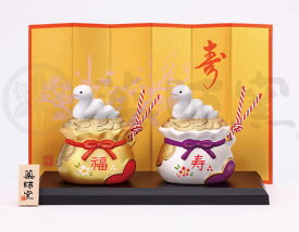 【彩耀　招福寿々巳(紅白梅・金銀土鈴)】干支 巳 置物 蛇 ヘビ へび 2025年 置物 運気アップ 風水 開運風水　陶器製 オブジェ 置物 お正月　★開運招福の干支★　縁起の良い置物　迎春　開運