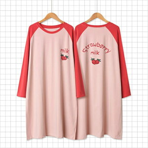 パジャマ レディース 綿 長袖 ワンピース ルームウェア レディース ガールズ ワンピース かわいい イチゴ 春 夏 秋 部屋着 いちご イチゴ ルームウェア レディース 可愛い お洒落 パジャマ プ