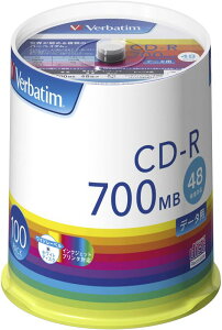 �o�[�x�C�^���W���p��(Verbatim Japan) 1��L�^�p CD-R 700MB 100�� �z���C�g�v�����^�u�� 48�{�� SR80FP100V1E