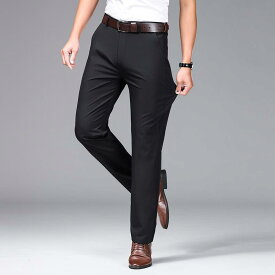 スラックス 男性用 ビジネス カジュアル パンツ ゆったり 綿 薄手 ブラック ブルー グレー フォーマル 紳士 シーズンレス