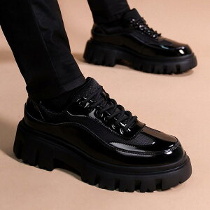 靴 メンズ 厚底 レザーシューズ 紳士靴 背が高くなる イギリス風 カジュアル 豪華感 黒