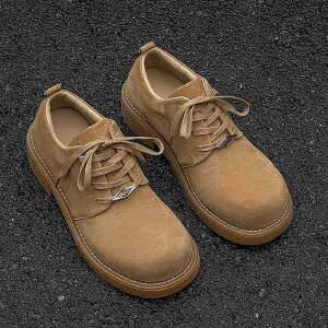 ダービーシューズ メンズ 男性用 革靴 ラウンドトゥ ブラウン 厚底 ヌバック調 レースアップ 3cmヒール 普段使い カジュアル 秋 浅カーキ