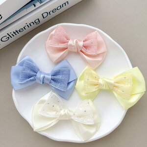 ヘアアクセサリー レディース DIY 布製 コサージュ ブローチ 蝶結び モチーフ 服飾雑貨 バッグ飾り ピンク系 米白 ブルー イエロー(x20)