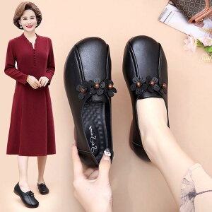 靴 レディース 春秋 ローヒール ぺたんこ ママシューズ シニア 婦人靴 スリッポン 繊維 履きやすい 柔らかい ゴム底 滑り止め ラウンドトゥ 歩きやすい 痛くなりにくい フラット 普段使い デ