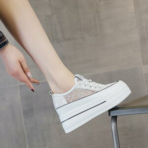 スニーカー レディース 厚底 インヒール 軽量 通気性 花柄 婦人靴 ラウンドトゥ ローカット ゴム底 春夏 白 黒 ホワイト ブラック
