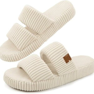 スリッパ レディース 女性用 厚底 サンダル ルームシューズ 室内履き コールテン 無地 フラットヒール 軽量 ぺたんこ 春秋 米白 ブラック ピンク グレー 225cm 235cm 245cm 255cm 265cm 275cm(x500)