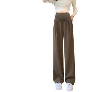 マタニティパンツ 春秋 妊婦服 シフォン ゆったり ストレート ワイドレッグパンツ ズボン 腹部サポート 薄手 オフィス 仕事着 通勤着 伸縮性 黒 ブラック グレー