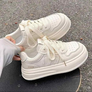 スニーカー レディース 春秋 レトロ ランニングシューズ カジュアル 運動靴 フラット ローカット キャンバス ゴム底 厚底 学生 普段使い デイリー 米白