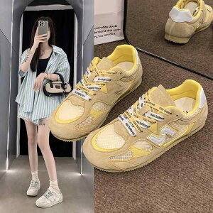 スニーカー レディース 通気性 メッシュ 軟底 快適 ゴム底 ベージュ ブルー イエロー 2025 春夏