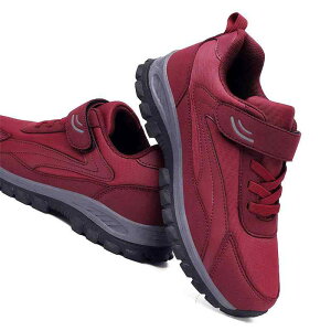 ウォーキングシューズ レディース 中高齢者 運動靴 厚底 面ファスナー ローヒール 婦人靴 冬 合成皮革 スエード 黒 紺 ワインレッド 紫