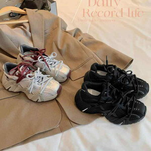 スニーカー レディース 厚底スニーカー スポーツシューズ 網状 通気性 繊維 ラウンドトゥ レースアップ ゴム底 運動靴 身長アップ 灰赤 ブラック カジュアル 春夏秋冬