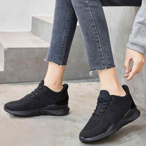 スニーカー レディース 婦人靴 全黒 ローカット 滑り止め 運動靴 作業靴 立ち仕事 疲れにくい 軽量 3cm 5cm ブラック ホワイト 大きいサイズ