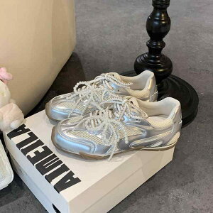 スニーカー レディース 真皮 厚底 インヒール 紐 パール バレエシューズ風 カジュアルシューズ ラウンドトゥ レザー ローカット 通気性 軽量 滑り止め 耐摩耗性 米白 ピンク シルバー