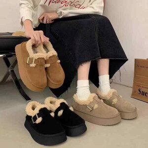 ブーツ レディース 厚底 スノーブーツ 秋冬 防寒 保温 ラウンドトゥ ボア 栗色 カーキ ローヒール ぺたんこ 普段使い