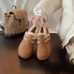 靴 レディース 暖か裏起毛 厚底コットンシューズ ファーバックルベルト ボア スノーブーツ 秋冬 普段使い