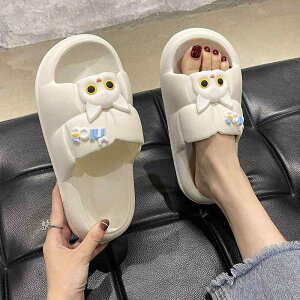 サンダル レディース かわいい 猫 厚底 スリッパ ルームシューズ 滑り止め 室内 履き 春夏 PVC 黒 白