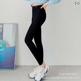 レギンス レディース 高 elastic ウエスト スリムフィット ニット スキニー パンツ ブラック ダークグレー ライトグレー 粘着性のレーヨン製 秋