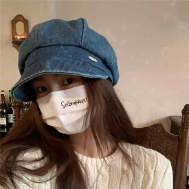 帽子 レディース デニム ベレー帽 ハンチング帽 春 スタイル カジュアル 小顔効果 深青色 浅青色 黒色