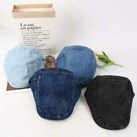 ベレー帽 男性用 デニム ウォッシュ加工 四季 秋 春 夏 ファッション 帽子 日よけ 紫外線対策 淡青色 青色 紺色 黒色