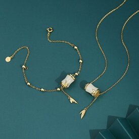 ネックレス レディース S925 シルバー 和田玉 竹モチーフ ペンダント 鎖骨チェーン シルバー925 電気メッキ加工 十字チェーン ショートネックレス 竹 葉 中国風 文芸復古 アジアン テイスト