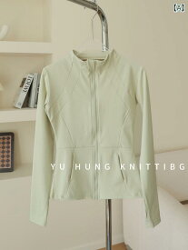 ヨガウェア レディース ジャケット スリムフィット スタンドカラー ランニング トレーニング スポーツウェア プラーティス ポリエステル 通気性 春夏秋冬 伸縮性