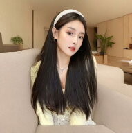 ヘアアクセサリー レディース バンド エクステ ロング ストレート 黒髪 茶髪 高温耐熱 アレンジ