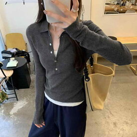 ニット レディース 秋冬 配色 切り替え 羊毛 トップス 長袖 スリムフィット プルオーバー 紺 黄色 深グレー 黒 通勤 きれいめ 上品