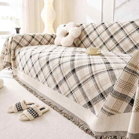 ソファカバー シェニール 幾何学模様 千鳥格子 北欧風 豪華感 防猫 傷防止 ソファタオル マルチカバー 三人掛け 肘付き 肘なし バロック ブラック オレンジ 黒 ブラウン グリーン