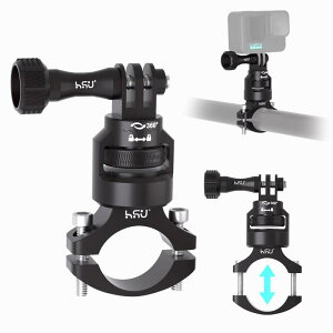 HSU �A���~�� �J�����}�E���g �o�C�N�E���]�ԁE�I�[�g�o�C �n���h���}�E���g �J�����z���_�[ �J�����O���b�p�[ gopro �A�_�v�^�[ 360°�p�x�����\ ���a22mm-32mm gopro hero13/12/11/10/9/8/7�ȂǂɑΉ�