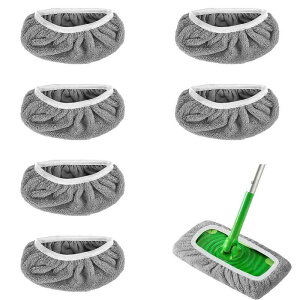 ZeniMart �t���A �� ���b�v ���ւ��N���X ���b�v �ւ� �ʗp �}�C�N���t�@�C�o�[ Swiffer�p �������b�v �p�b�h ��֊ȒP �������p ���b�v�w�b�h�̌��� ��25×12cm 6������ [���s�A���i]