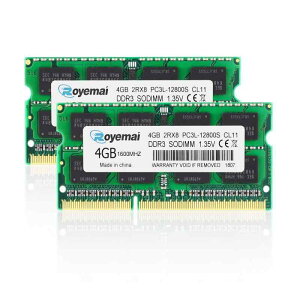Royemai 8GB 12800 PC3L 12800S 1600 SO-DIMM RAM 2x4GB DDR3L 1,600MHz PC3 1.35V CL11 2Rx8 �m��ECC������ �A���o�b�t�@�[�h ���������W���[�� �m�[�g�p�\�R��/�m�[�g�^