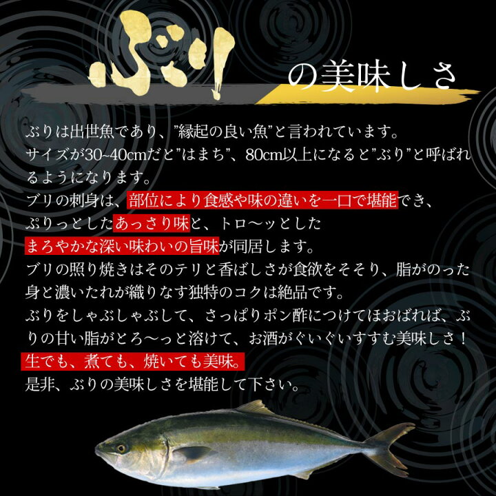 楽天市場 ぶり1000 匠が育てた極上のブリ 鰤 刺身 1000g 1kg 刺身はもちろんのこと 照り焼き ぶり大根 ぶりしゃぶなど数々の料理におすすめです 鰤屋金太郎