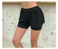インナー付き スイムパンツ 水着 ズボン サーフパンツ 単品 パンツ 下 ミドル丈 短パンのみ 2層 ショーツ