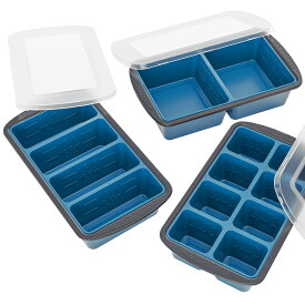 GORCI(ゴルチ) シリコン製スープフリーザートレイ 蓋付き - 3パック、?カップ、1カップ、2カップ - スープ、ソース、食事の準備に最適な