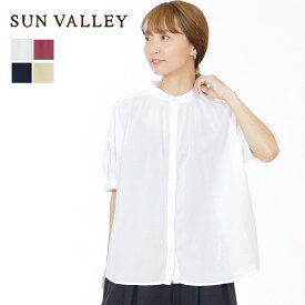 ★ SALE 40.8％OFF ★ SUN VALLEY パフスリーブシャツ トップス レディース サンバレー 半袖 ボイルコットン 国内製品染め 新色追加 再入荷 透け感 シアー感 夏 快適 薄手 ナチュラル 涼しげ ファッション s50