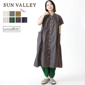★ SALE 28.9％OFF ★ サンバレー SUNVALLEY 【新色入荷】【別注】半袖 シャツ ワンピース sunvalley レディース トップス チュニック オックスコットン 綿100% 夏 スタンドカラー フレンチスリーブ ナチュラル シンプル ポケット付 羽織り