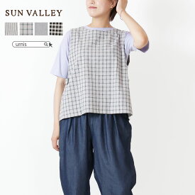 ★ 0のつく日 ポイント3倍 対象！4/20 00:00～4/21 01:59まで ★ ★ SALE 50%OFF ★ SUNVALLEY サンバレー レディース トップス ベスト 2WAY 綿麻 綿 麻 コットン リネン チェック チェックベスト 千鳥 千鳥柄 総柄 柄 夏