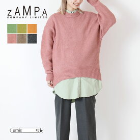 ★ SALE 51.3％OFF ★ ZAMPA ザンパ レディース ニット セーター プルオーバー クルーネック ヤクライクニット ビッグシルエット オーバーサイズ ドロップショルダー 長袖