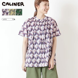 ★ SALE 43％OFF ★ CALINER カリネ レディース トップス ブラウス シャツ 柄シャツ オリジナル 半袖 半袖シャツ 幾何学 ドット ドット柄 個性的 シアー シアー感 夏 ファッション