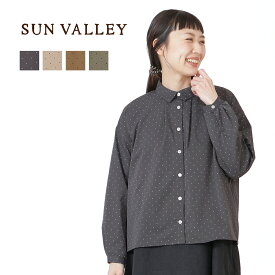 ★ SALE 67.8%OFF ★ SUN VALLEY タック シャツ ドット プリント レディース トップス サンバレー ブラウス 軽い ショート丈 長袖 秋 冬 羽織 重ね着 体型カバー ファッション 新作 水玉 セットアップ 40代 50代 60代 70代
