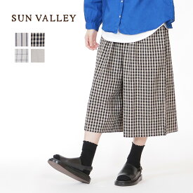 SUN VALLEY ガウチョパンツ 綿麻 レディース ボトムス サンバレー ゆったり 新作 快適 軽やか ポケット付 内紐付 ウエストゴム 平織 ファッション 体型カバー 30代 40代 50代 60代 ファッション ワイド Mサイズ ナチュラル-pro