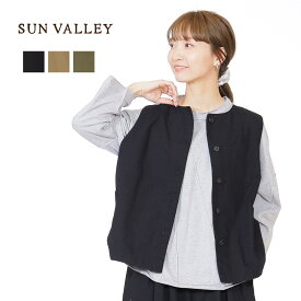 SUN VALLEY クルー ベスト サンバレー レディース トップス チョッキ ジレ 32コットン ライトウェザー 綿100% コットン 軽め レイヤード 重ね着 軽やか ゆったり 新作 春 夏 新作 30代 40代 50代 60代 ファッション-pro