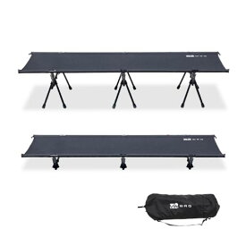 WAQ 2WAY キャンプ コット 静音 軽量 折りたたみベッド 耐荷重150kg ハイ/ロー切替可能 (ブラック) - 600Dシート