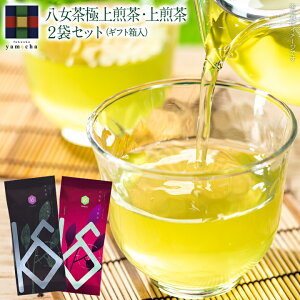 八女茶極上煎茶・上煎茶2袋セット(ギフト箱入)【送料無料】健祥 九州 福岡 お取り寄せグルメ 福岡県よかもんショップ